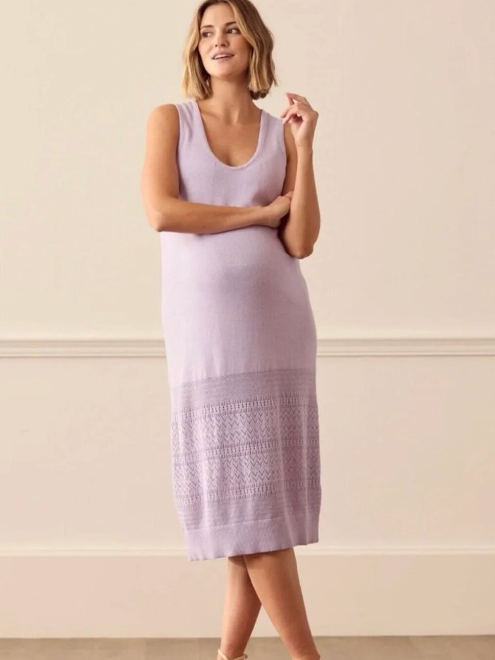 HATCH The Marley Knit Maternity Midi Dress 3 L Lilac